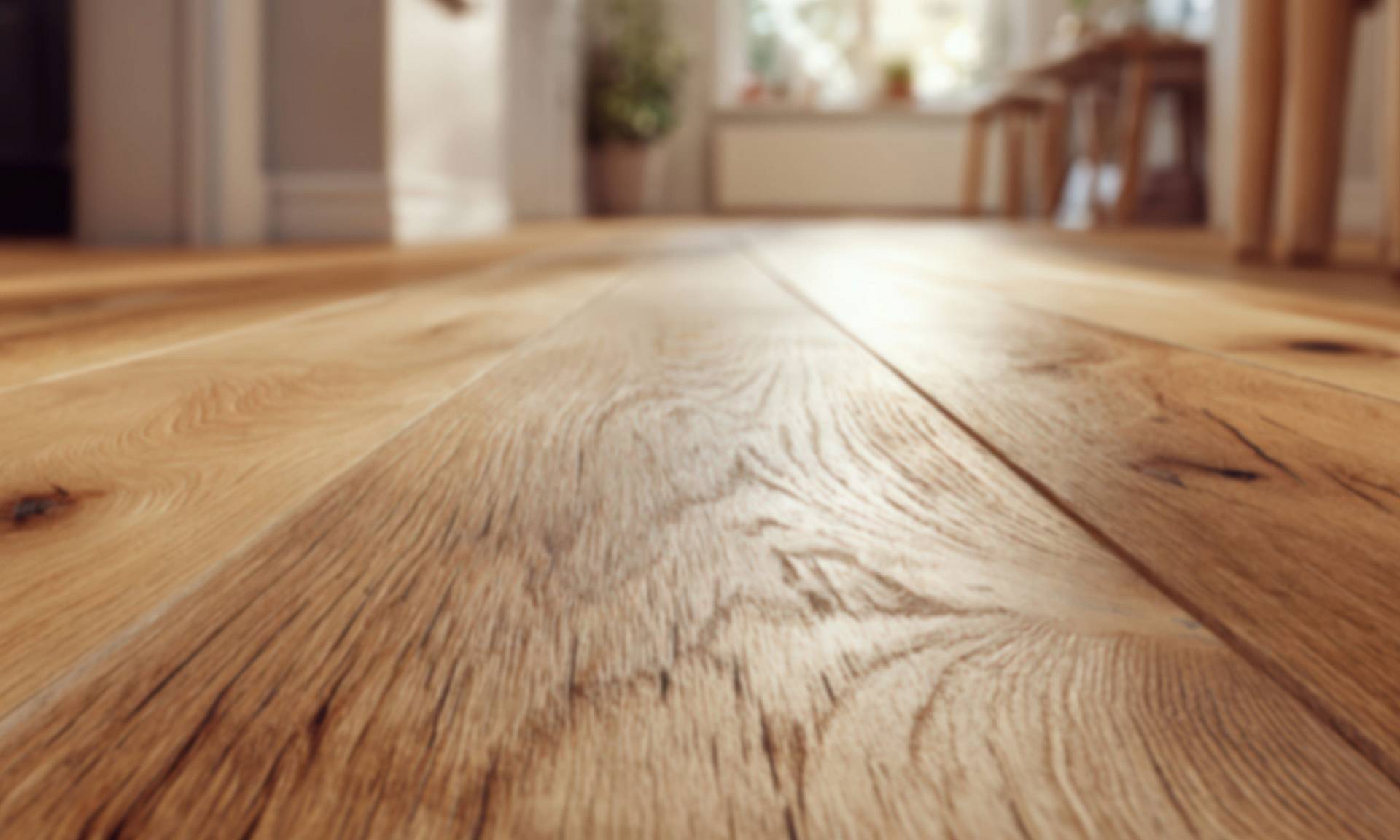 Detailaufnahme von Eichenparkett mit natürlicher Maserung im Wohnraum